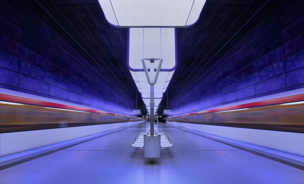 A train station in the Hafencity quarter that Hamburg