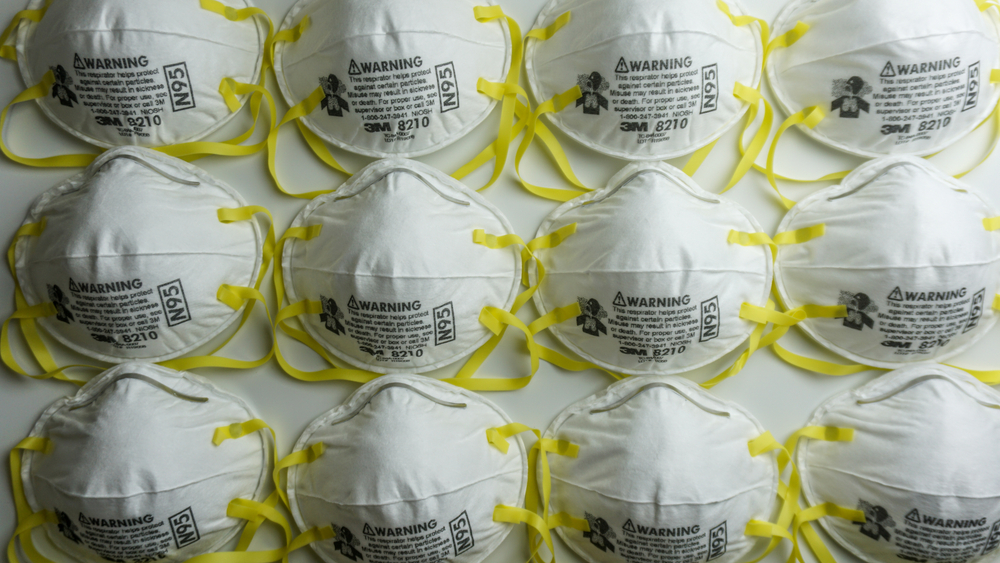 Rows of N95 respiratory mask