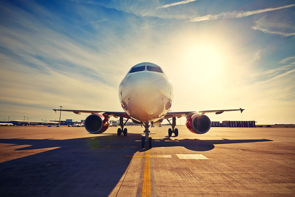 Airplane taxiing on runway