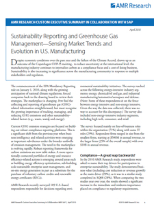 Sustainability Reporting and Greenhouse Gas Management – Sensing Market Trends and Evolution in U.S. Manufacturing