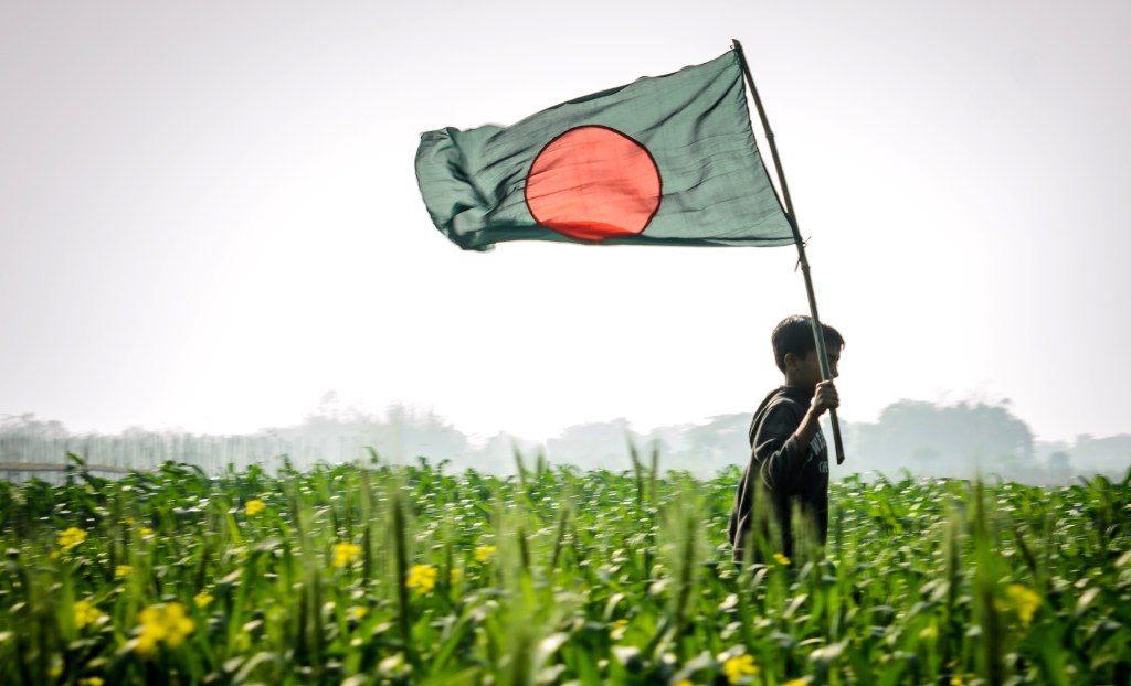 Boy with Bangladeshi flag