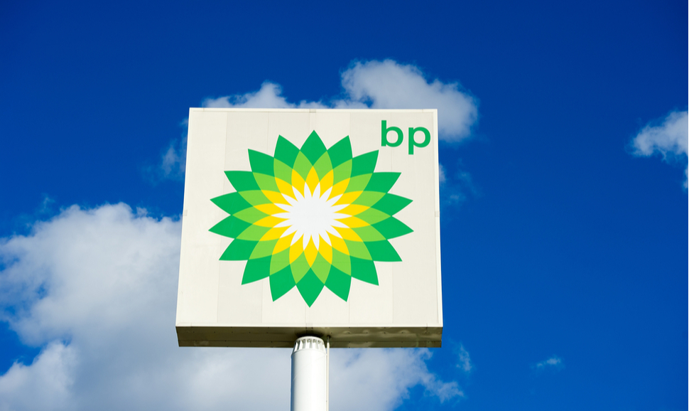 BP (British Petroleum) petrol station logo on Sep. 27