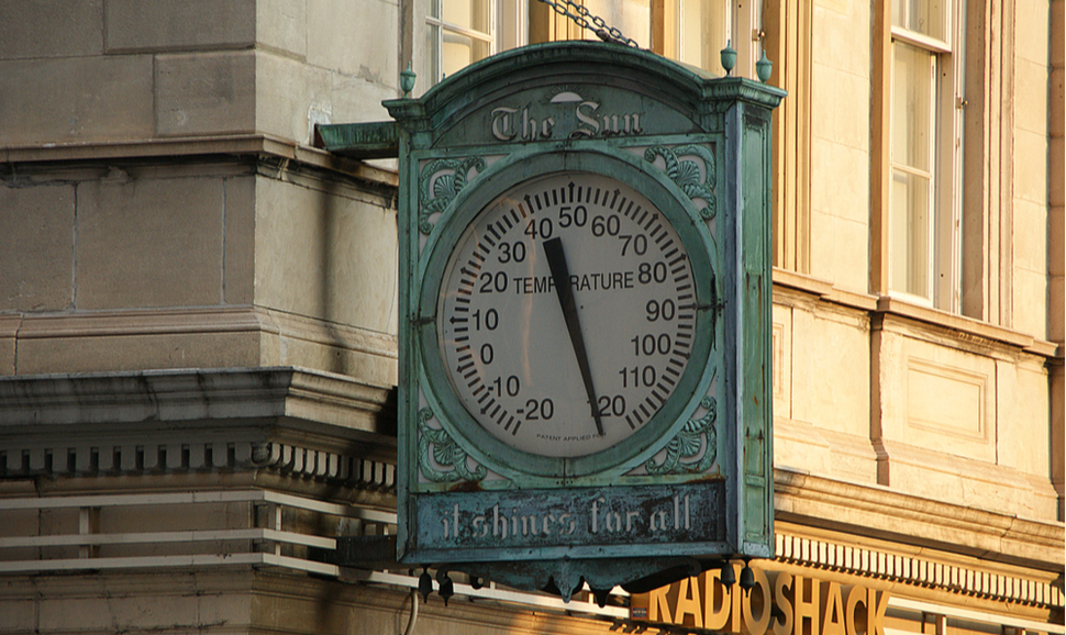 Broken thermometer in Manhattan in 2009