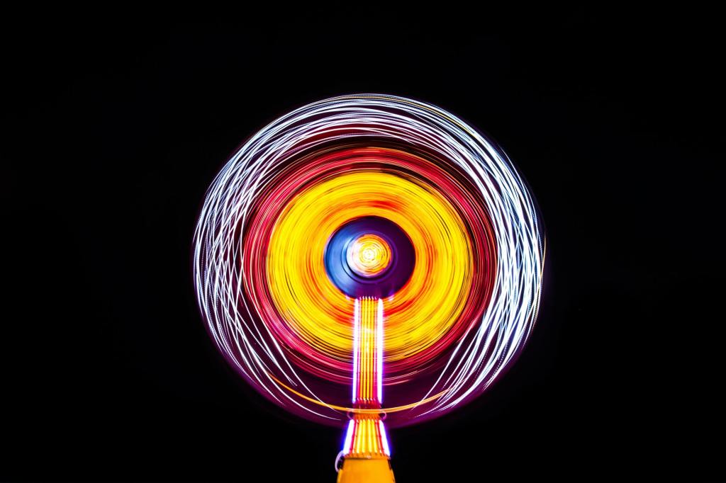 Illuminated Cocoa Beach carnival ride resembles a circle