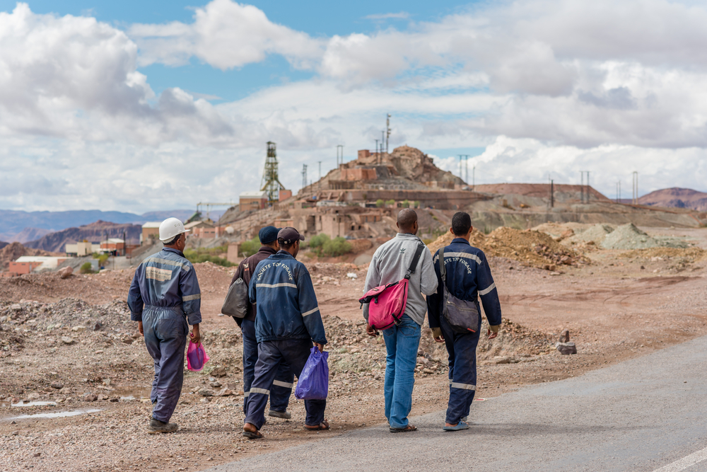 Workers heading to the cobalt mine at Bou-Azzer in the Anti Atlas mountains of Morocco.