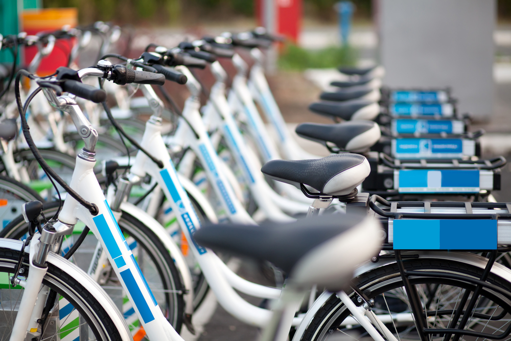 E-bikes at docking station