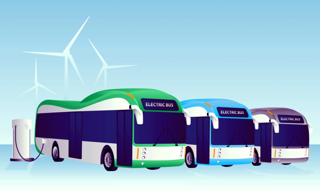 Electric buses charging