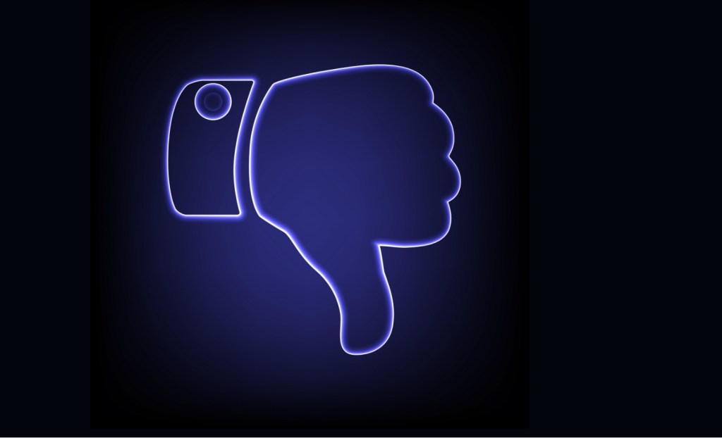 Facebook "like" symbol with the thumb down