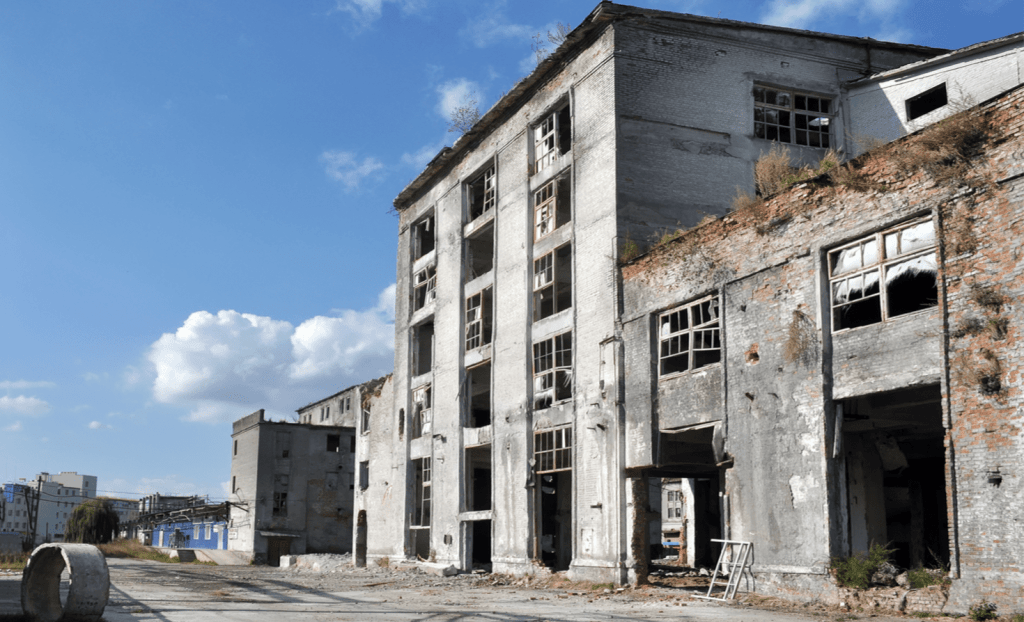 urban development near abandoned factory