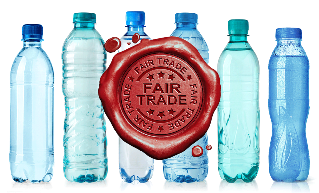 Fair trade certification on plastic bottles