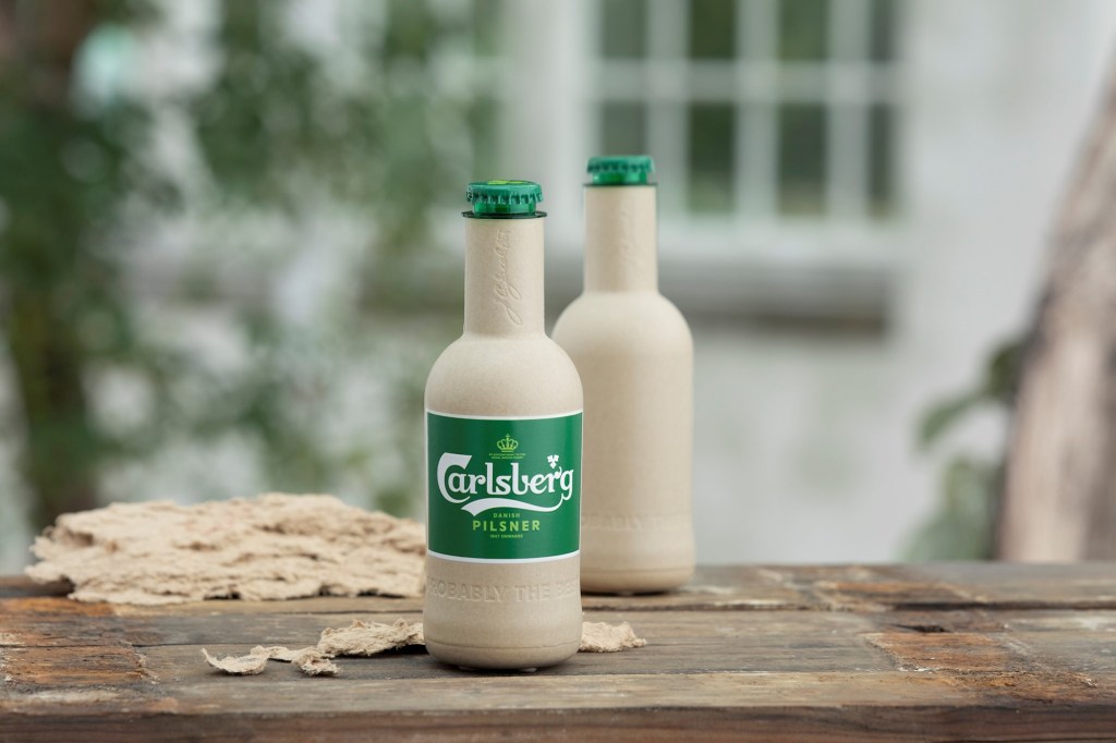 Carlsberg's green fiber bottle prototypes