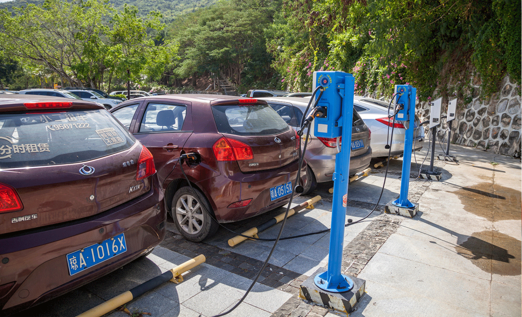 Electric car-charging infrastructure in Sanya Bay