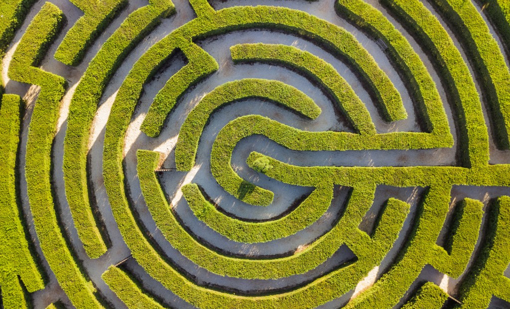 A maze of bushes at a park in Cyprus.