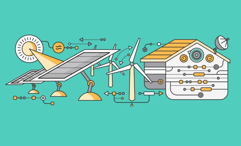 Illustration of renewable energy powering a home