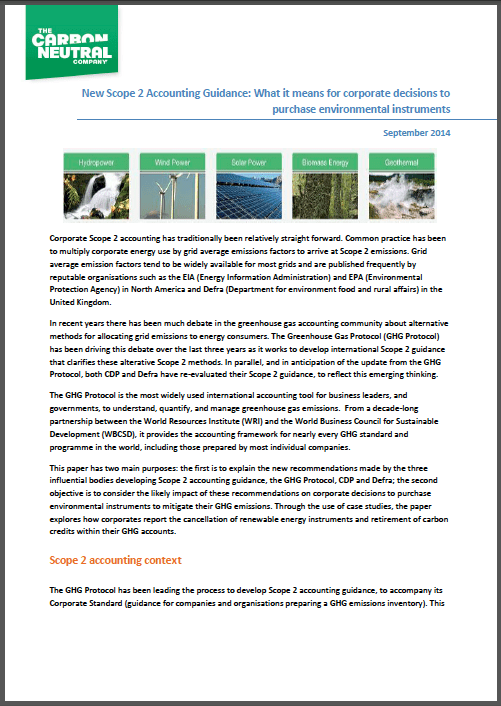 New Scope 2 Accounting Guidance: What it means for corporate decisions to purchase environmental instruments