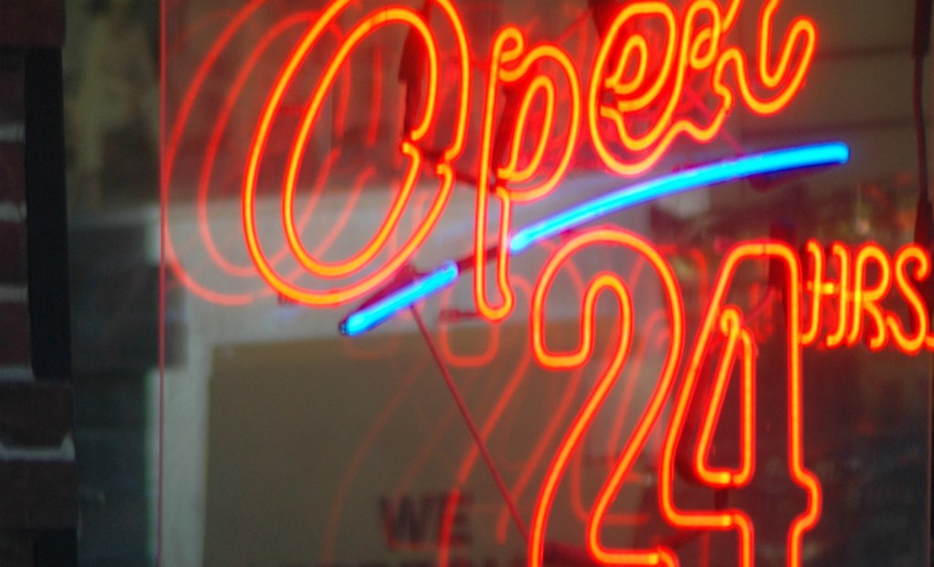 Open 24 hours neon sign