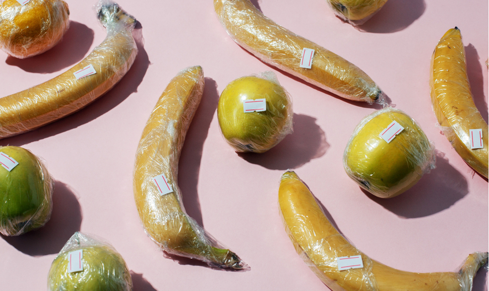 Fruits in unnecessary plastic wrap