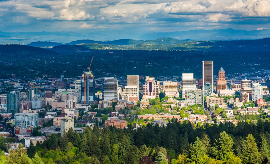 View of the Portland skyline from Pittock Acres Park