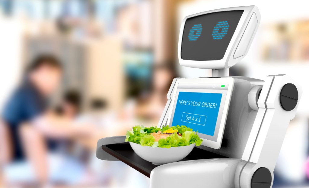 Robot bringing salad