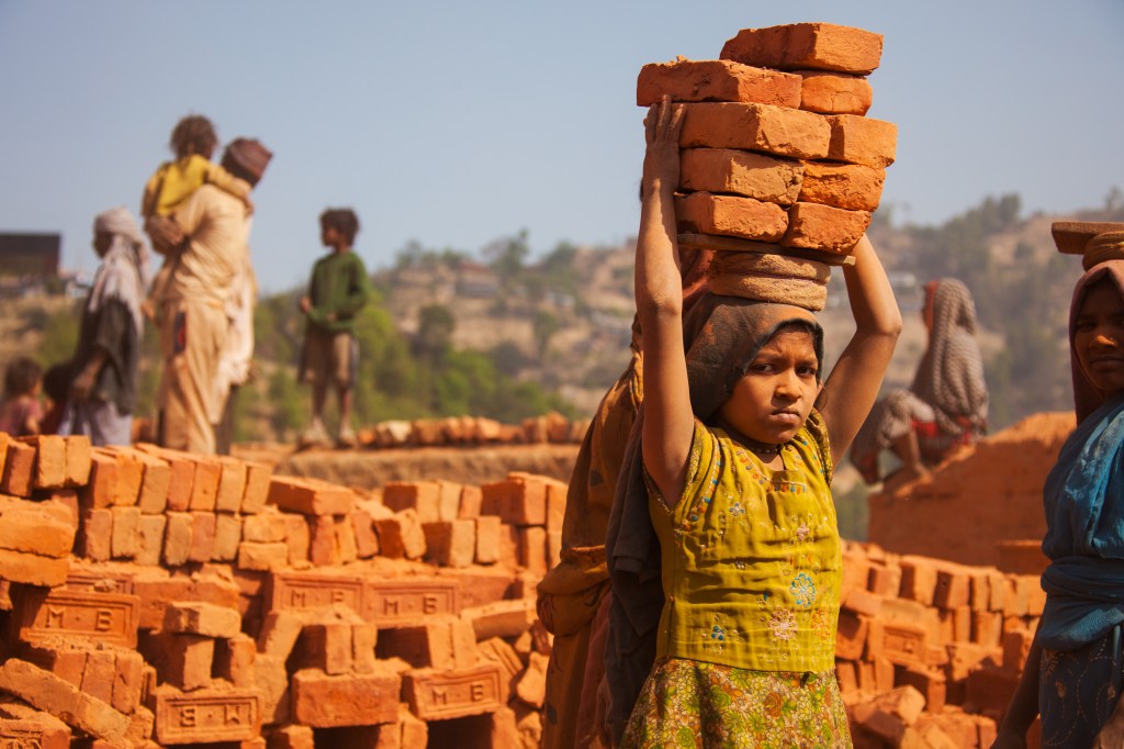 young girl working