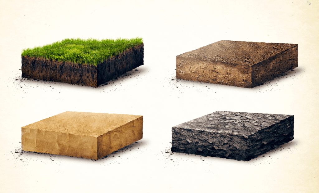 Four cross section soil layers