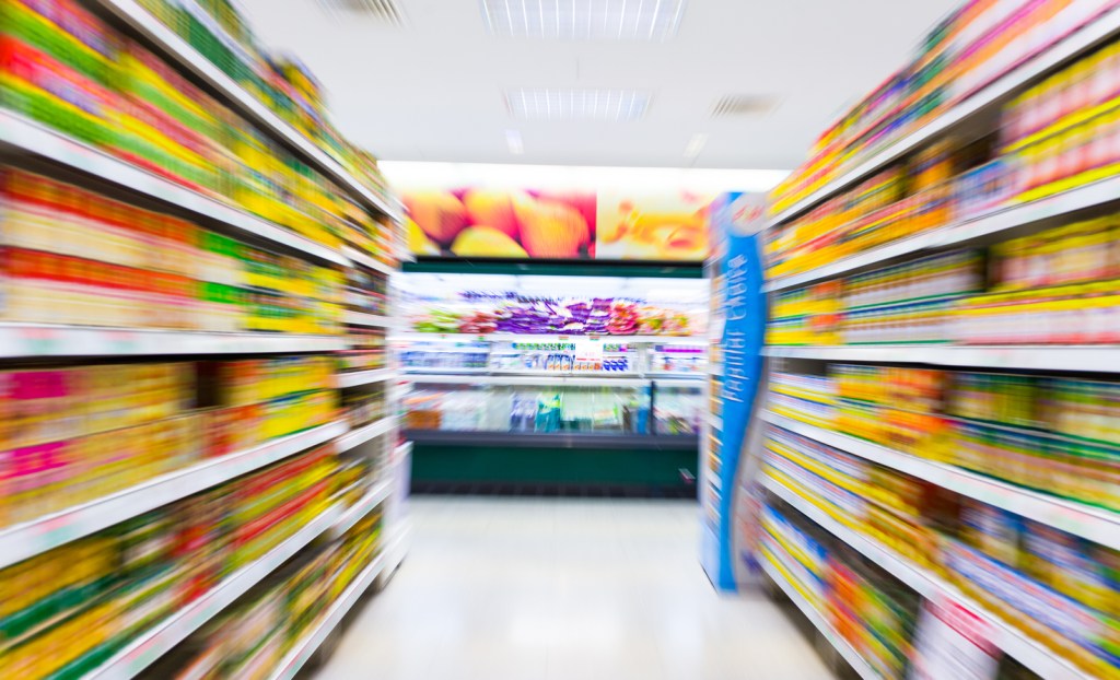 Blurred supermarket aisle