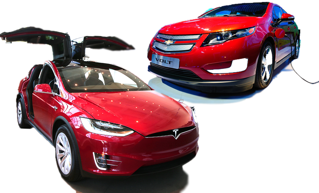 Tesla and GM electric cars