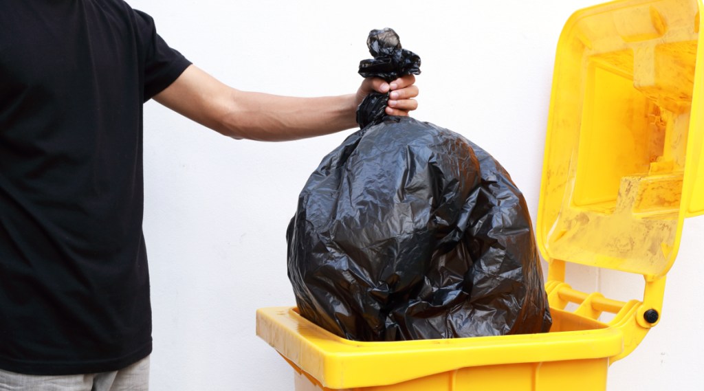 Taking out garbage