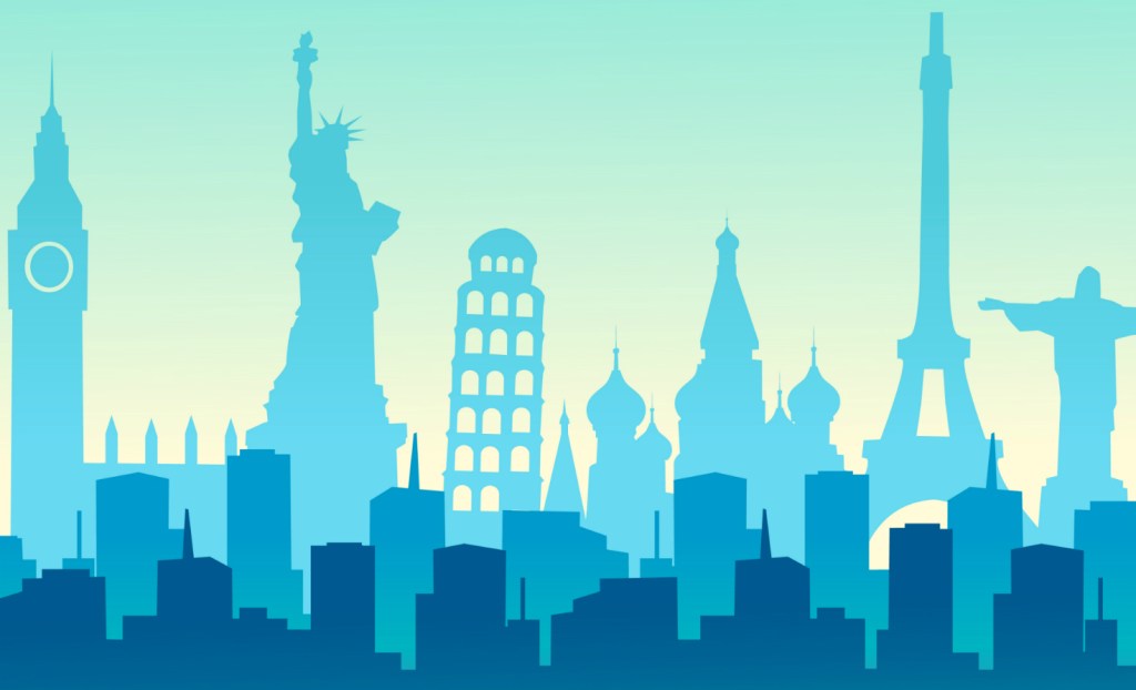 World cities sillhouette