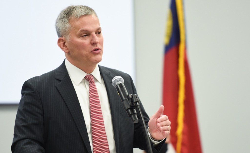 North Carolina governor elect Josh Stein, speaking in 2021 as attorney general.