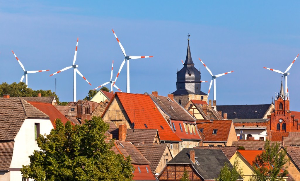 Right-wing German politicians regularly frame environmental action as a hindrance to economic growth. These wind turbines are in Manrode, Germany.