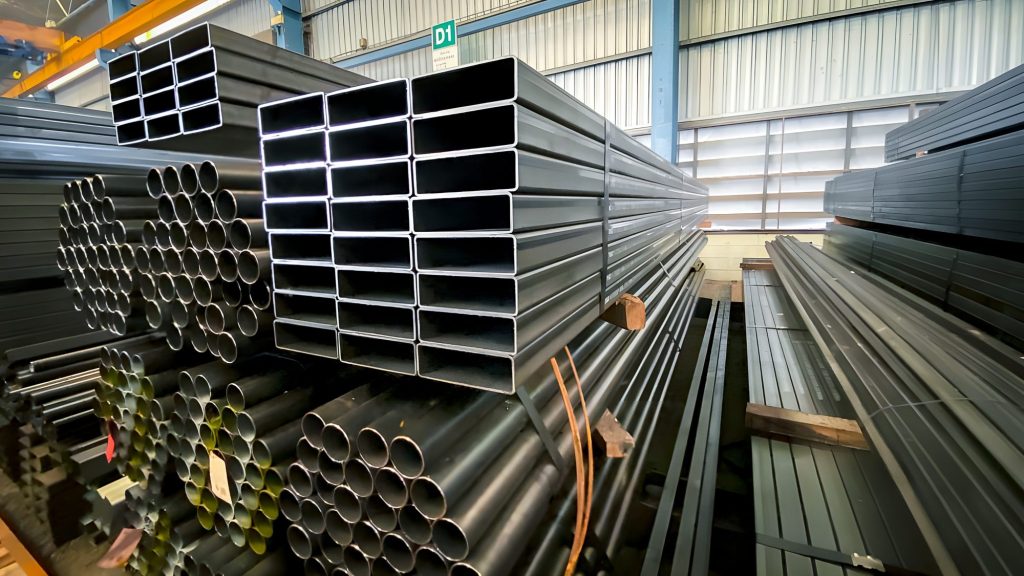 Steel pipes in a warehouse