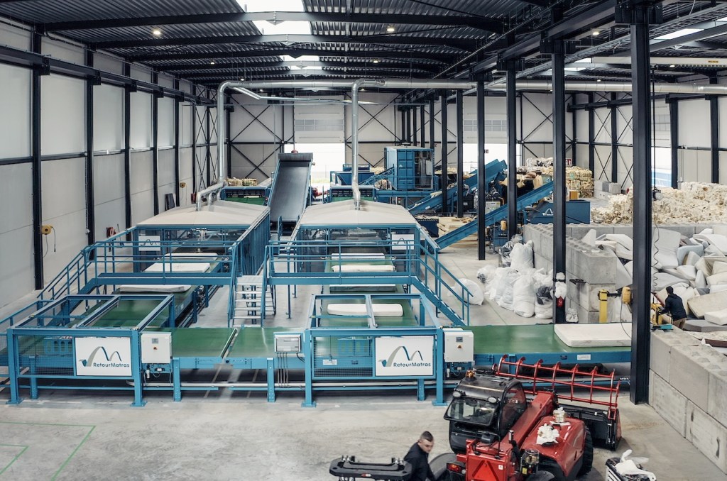 Factory for recycling mattresses