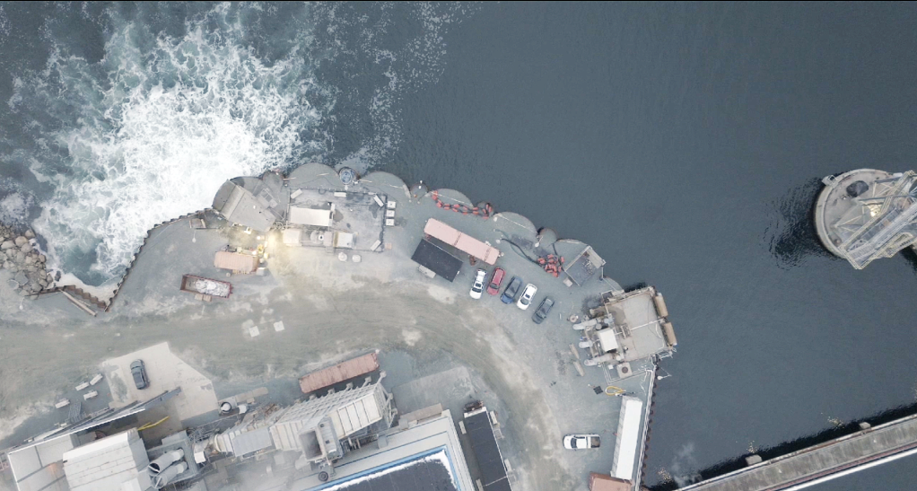 Drone shot of power station on Halifax Harbor in Canada
