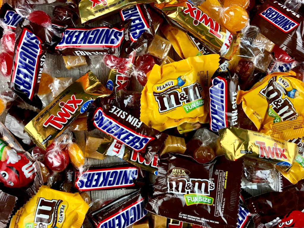 Assortment of Halloween candies