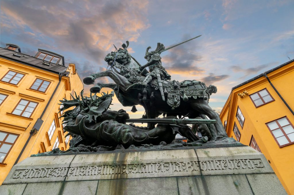 St George sculpture in Stockholm
