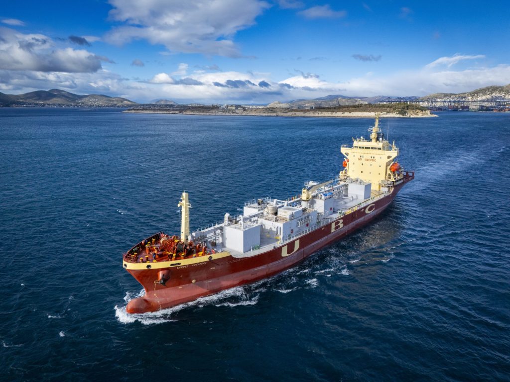 The UBC Cork, which carries cement for Heidelberg Materials.