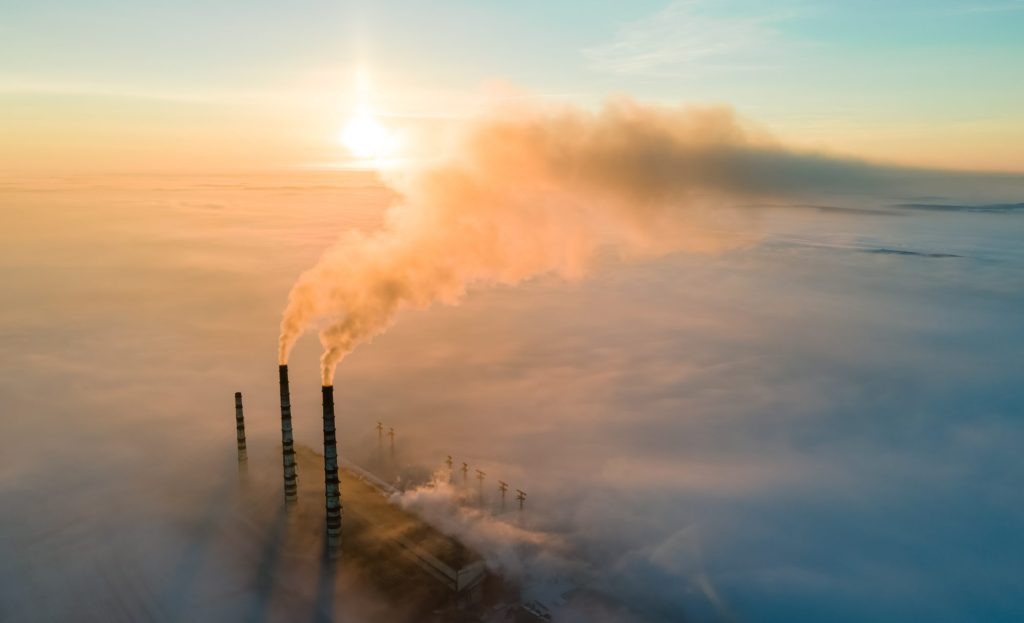 Coal plant at sunset