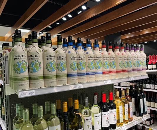 Wine bottles on a store shelf