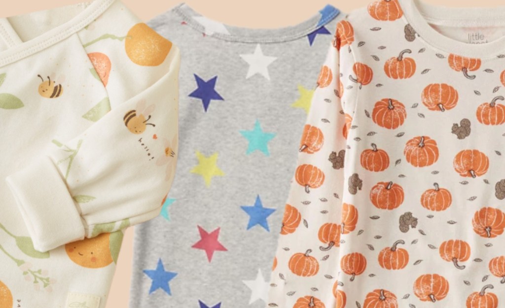 H&M's 2023 capsule collection of C2C-certified pajamas, organic cotton from the Gap and Carter's Little Planet line.