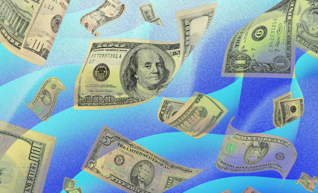 Image with money floating around