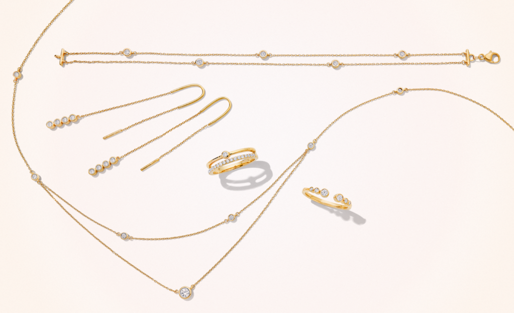 Gold necklaces, rings and other jewelry.