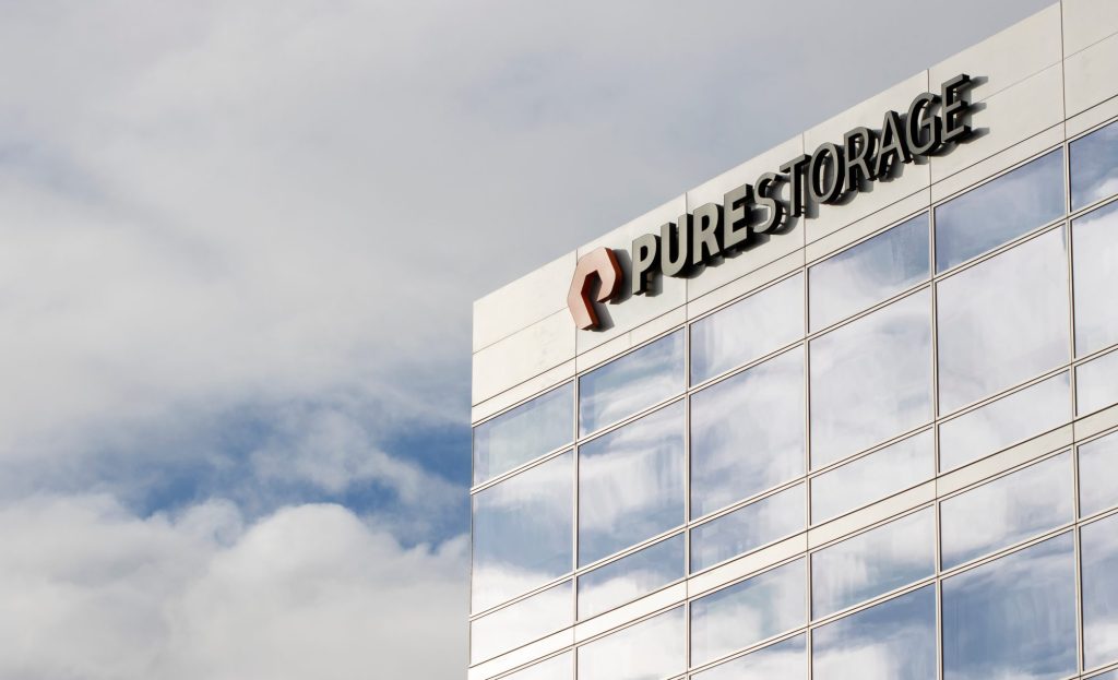 Pure Storage logo on side of building