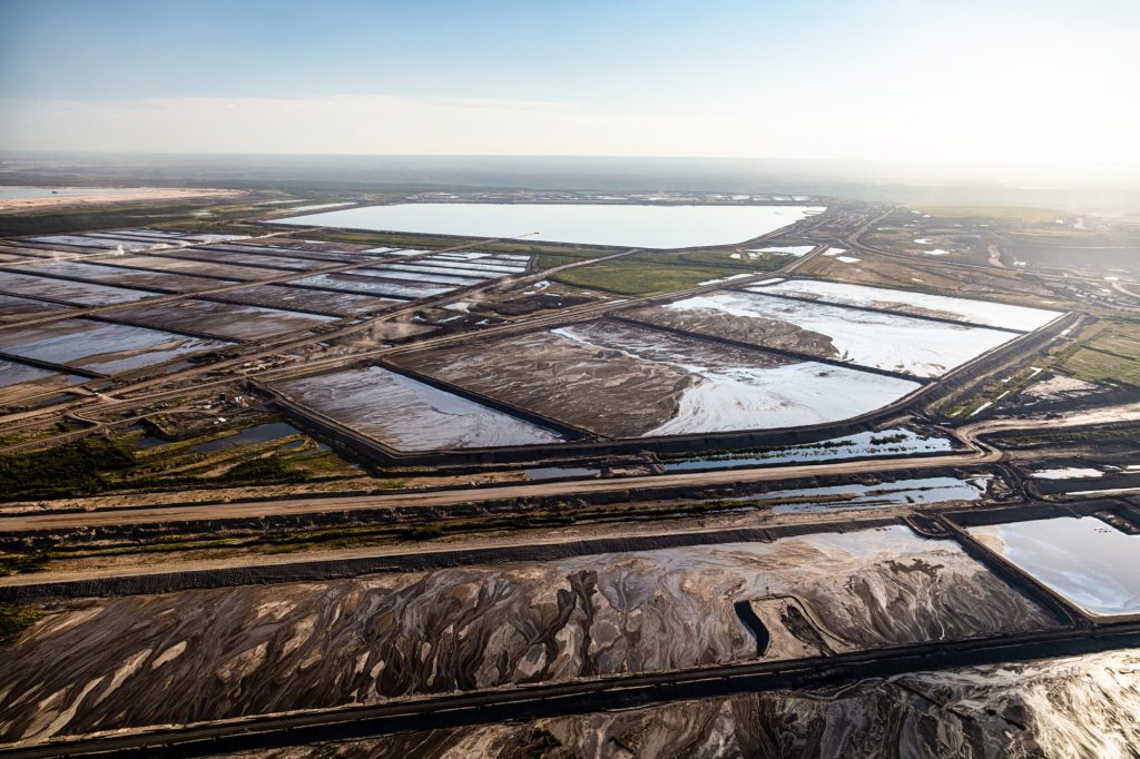 Aerial view near Ft McMurray or Athabasca Tar sands in Alberta, Canada.