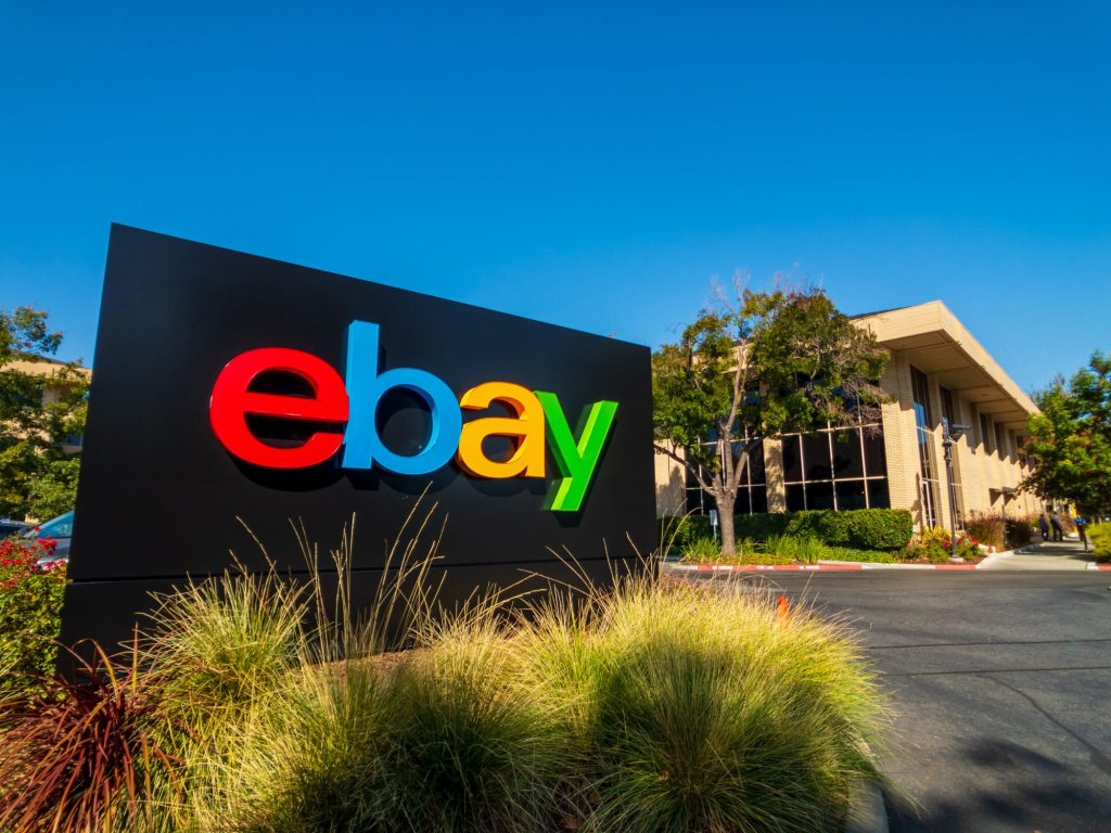 Ebay logo at company headquarters in Silicon Valley.