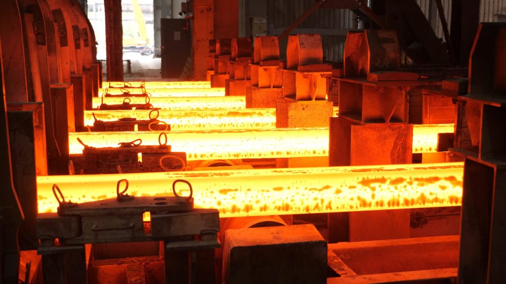 Continuous casting machine in an iron foundry.